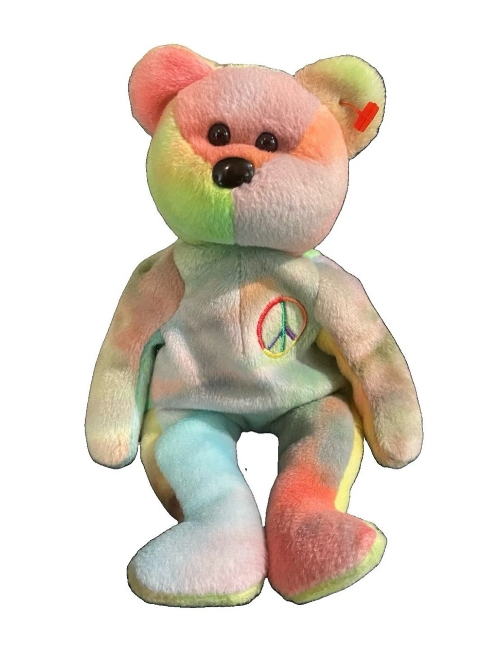 Ty Multicolor Tie-Dye Peace Bear Plush